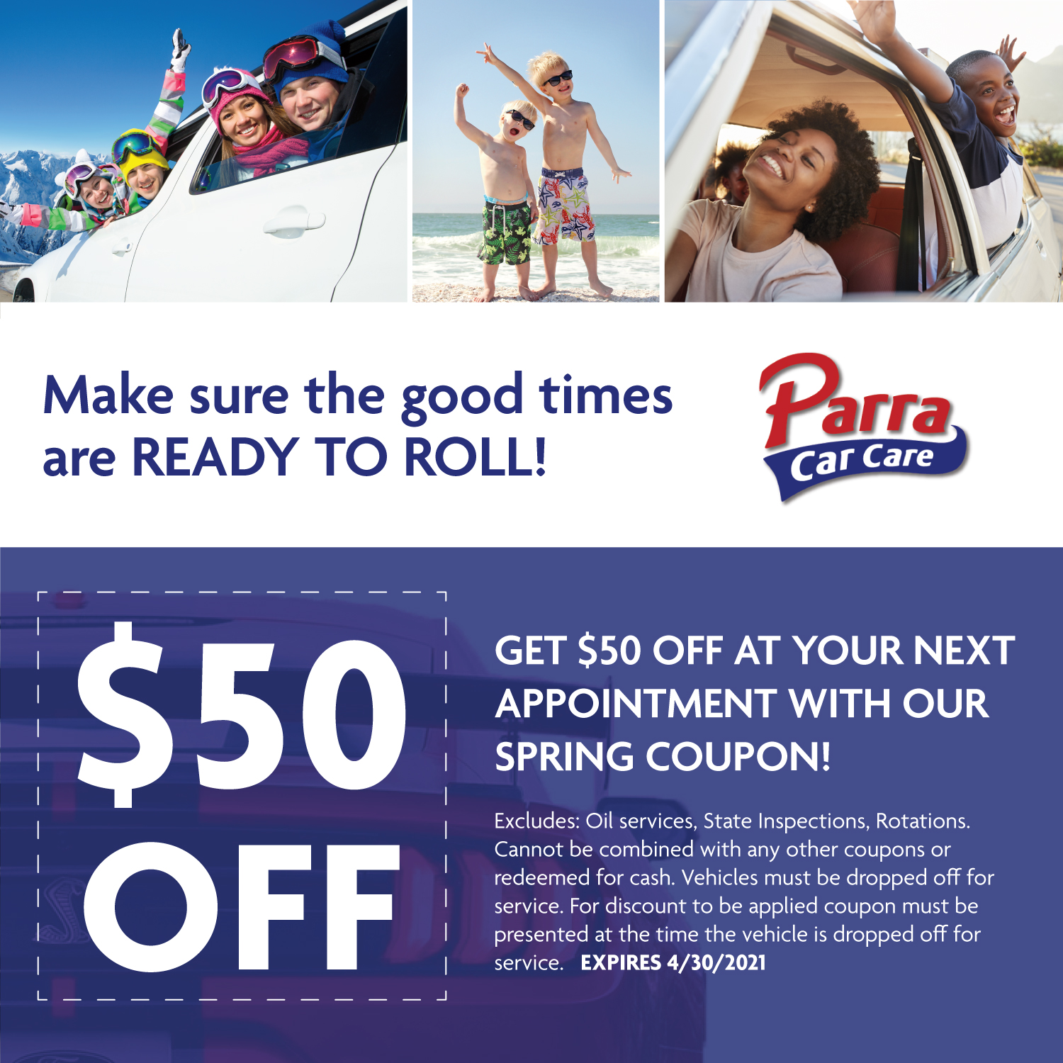 Spring-COUPON_SM Buy one oil change, get the second one free! Only at Parra Car Care