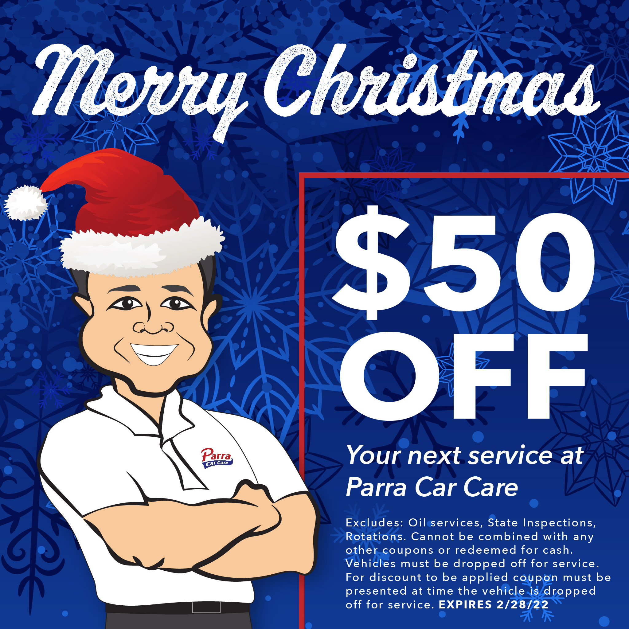 Buy one oil change, get the second one free! Only at Parra Car Care